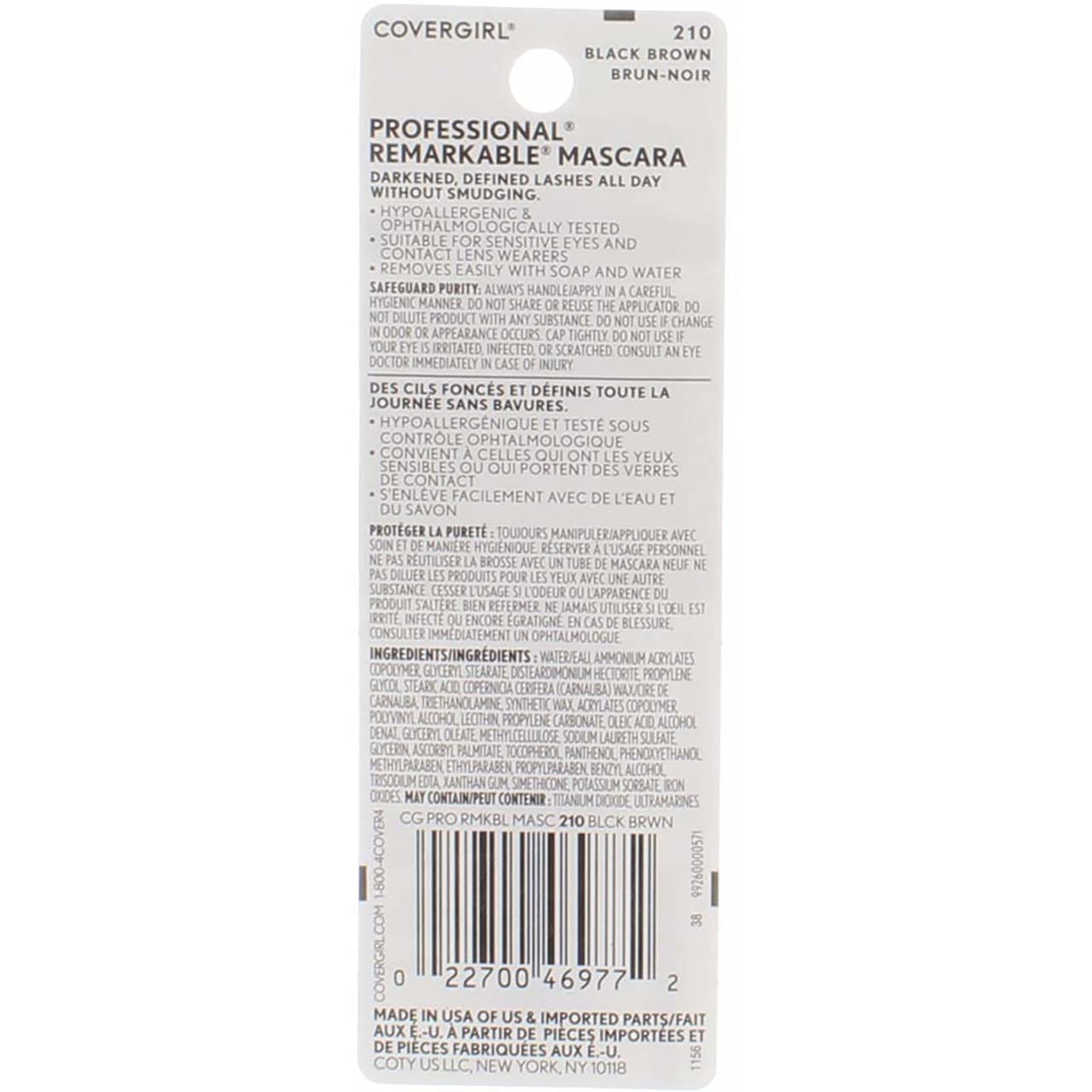 COVERGIRL Professional Remarkable Washable Mascara, Black Brown [210] 0.30 oz (Pack of 6)