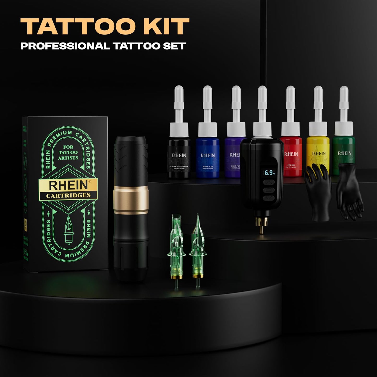 Tattoo Gun Kit - Wireless Tattoo Machine Kit with 1500mAh Batteries, 20 Tattoo Cartridge Needles,7 Colors Tattoo Ink,Full Tattoo Supplies for Beginners and Artists