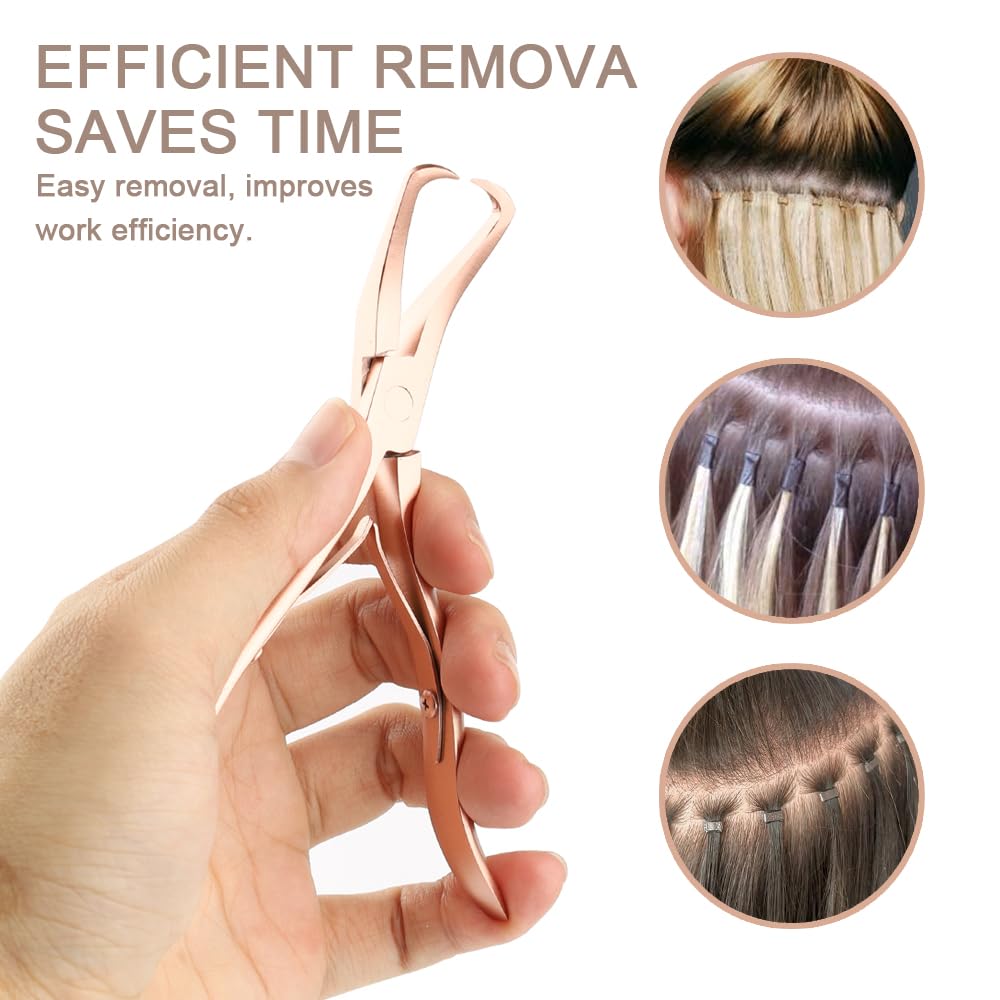 GlamorDove Hair Extension Tool Kit Microlink Pliers with Anti-slip Handle Hair Extension Beading Tool Hair Needle Pulling Hook Hair Styling Bead Closer and Remover Pliers