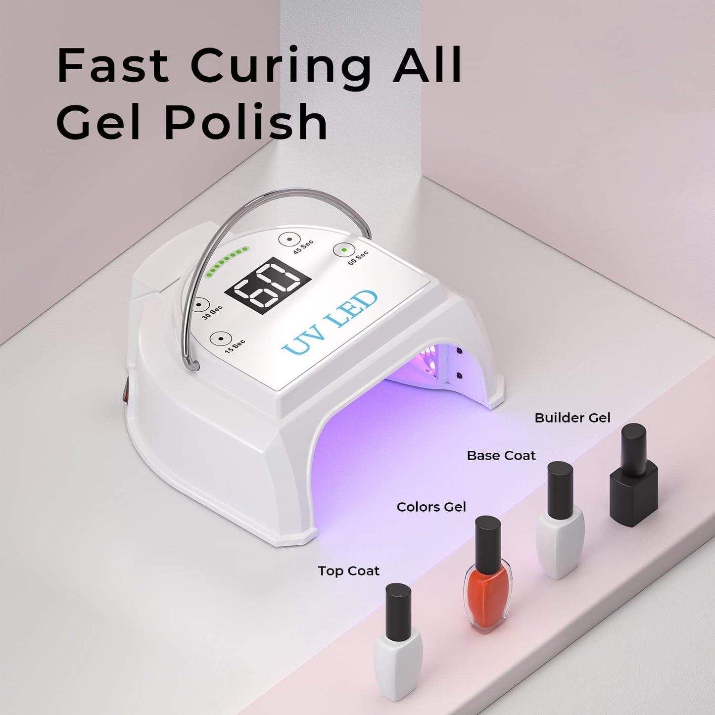 Gelpal 80W Professional Cordless UV LED Nail Lamp, UV Lights for Nails with 45 Beads and Rechargeable Battery, Portable LED Gel Nail Curing Dryer, Nail Polish Machine for Salon or Home, White