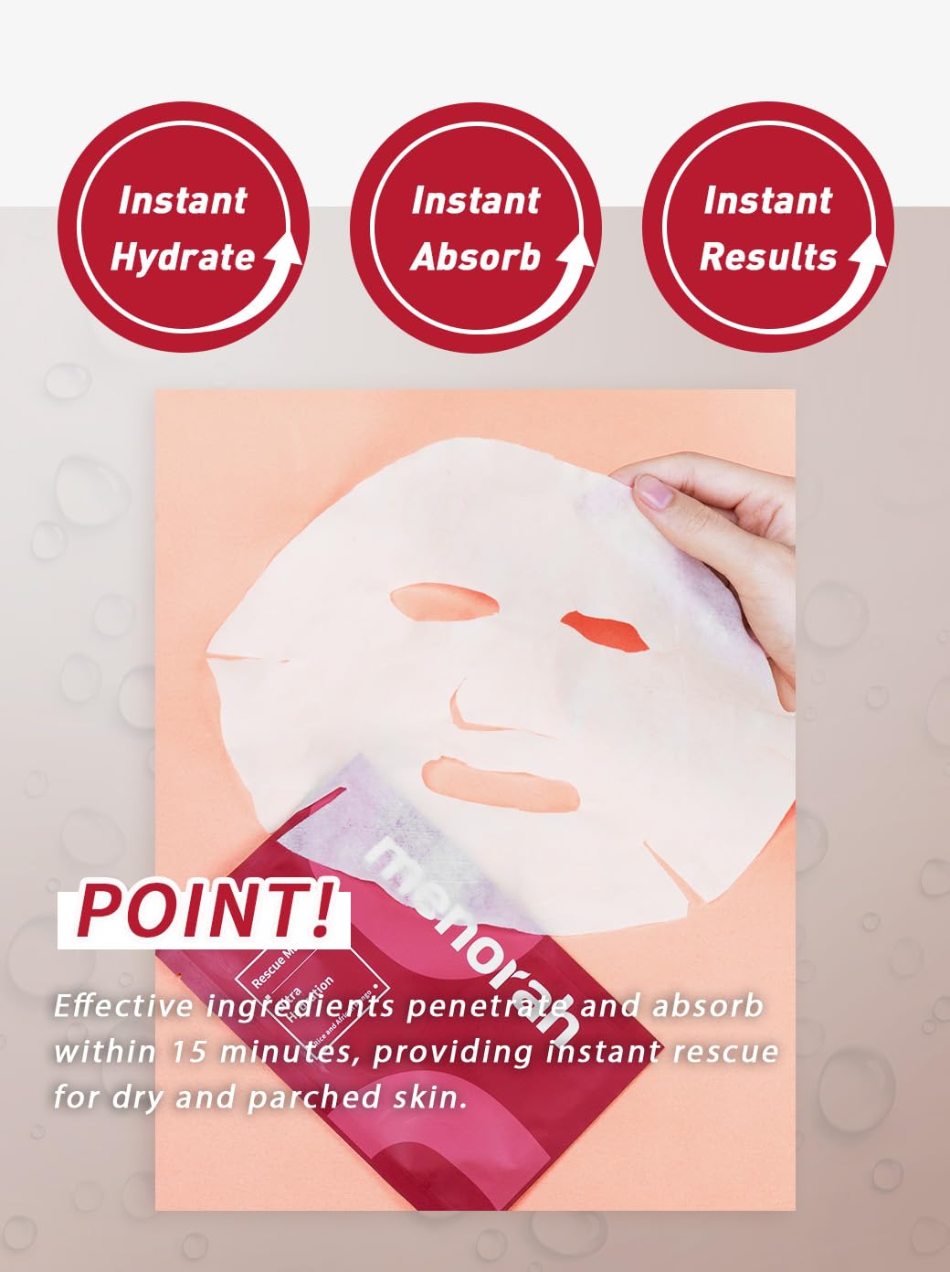 menorah skincare - Ultra Hydration Rescue Sheet Mask (7 Sheets) - with Rice, African Mango, Face sheet masks, Moisturizing mask, Super Hydration and Moisturizing, 100% Organic cotton sheet mask