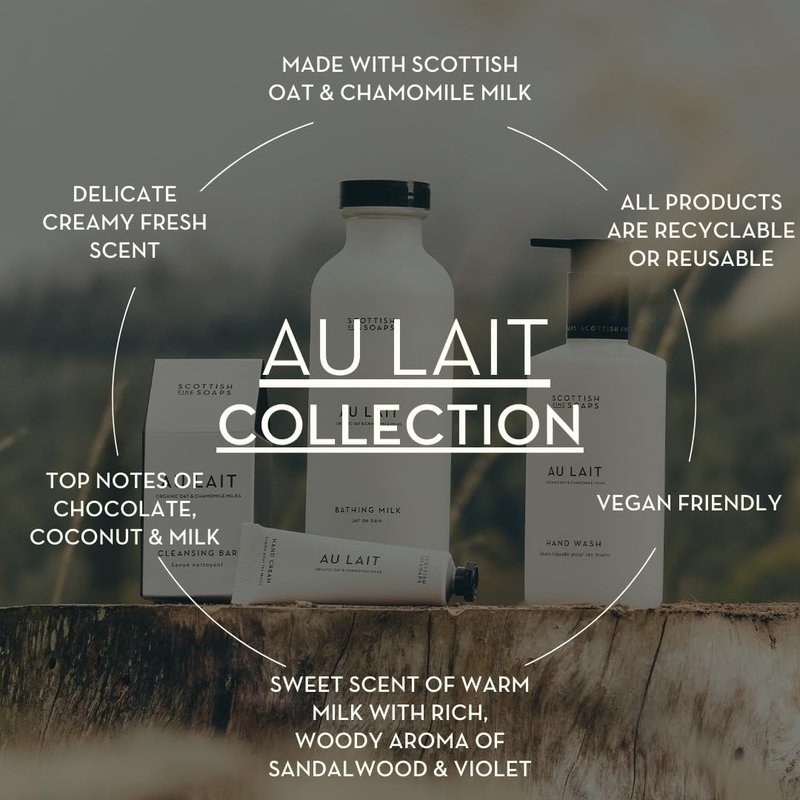 Scottish Fine Soaps Au Lait Collection Hand Wash Refill, Vegan, Oat and Chamomile Milk, Chocolate and Coconut Scent, 750ml