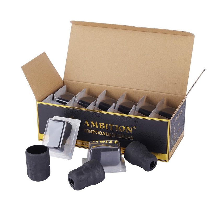 Disposable Tattoo Grips - 12 Pcs 38mm Rubber Grip Covers with Click Adjust System for Rotary Tattoo Machines
