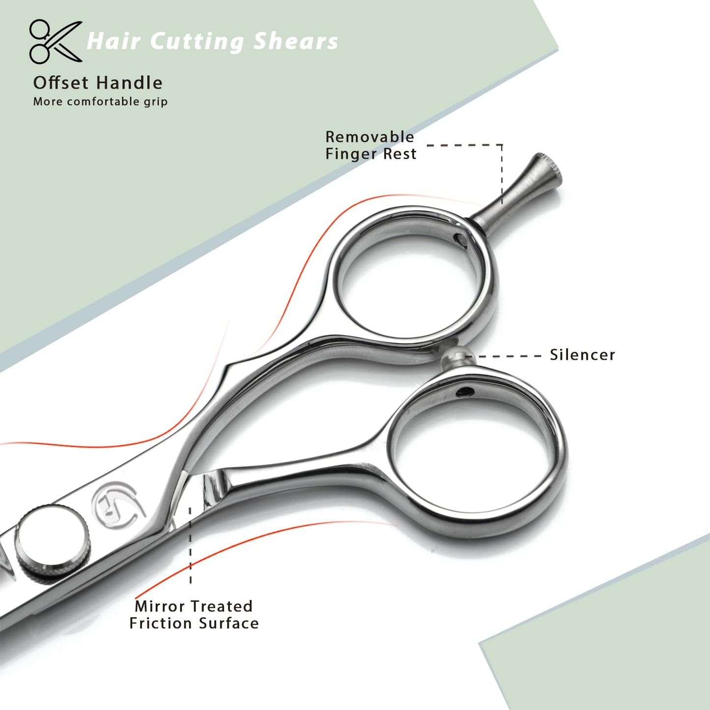 Hair Cutting Shears 5.5 Inch Professional Barber Scissors with Japanese 440C Stainless Steel and Razor-Sharp Convex Blades Hairdressing Hairstyling Haircutting Scissors for Salon and Home Use
