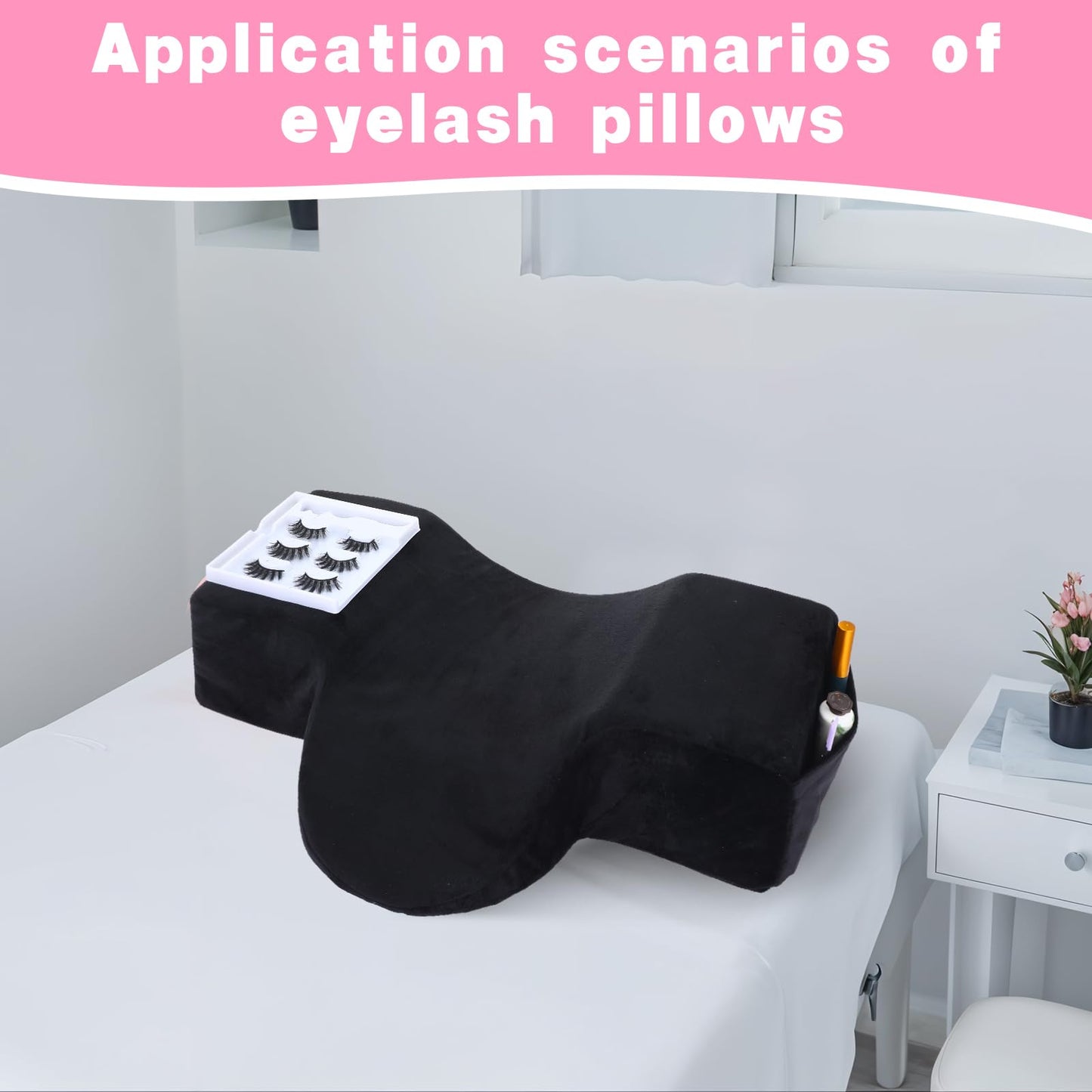 wutfuooo Beauty Salon Lashing Pillow,Comfortable Velvet Memory Foam Eyelash Extension Pillow,Ergonomic Neck Pillow,Protect The Neck When Used for Lash Extension Grafting Make Up