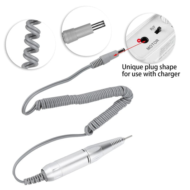 35000rpm Replacement Handle for Electric Nail Drill Machine, Handle Nail Drill, Handpiece Nail Polishing Machine, Manicure Pedicure Nail Art Tool