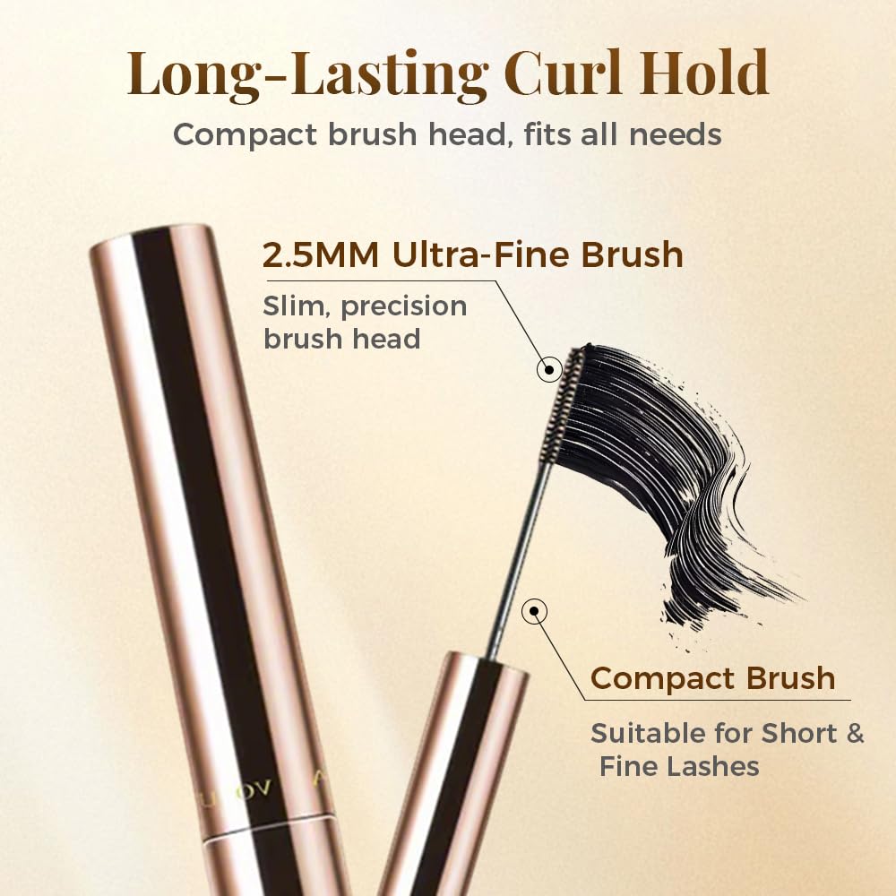 Mascara,Ultra-Fine Lengthening Waterproof Quick-Dry Mascara,3D Curling Eyelash Long Lasting Smudge Proof No Clumping (Black)
