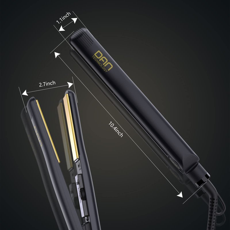 500 Degree Ceramic Dual Voltage Adjustable Temperature 1 inch Flat Iron - 2 in 1 Portable Straightener for Thick Hair