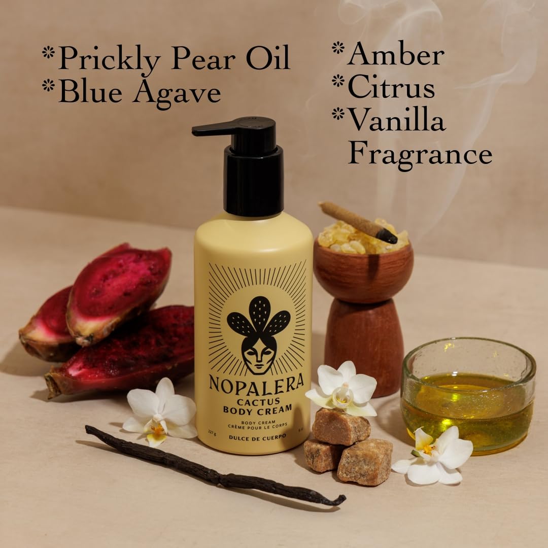 Nopalera Dulce de Cuerpo Shower Gel with Prickly Pear Oil and Blue Agave - Amber, Citrus, and Warm Vanilla Fragrance, Vegan, Moisturizing Body Wash for Skin, 8 oz.