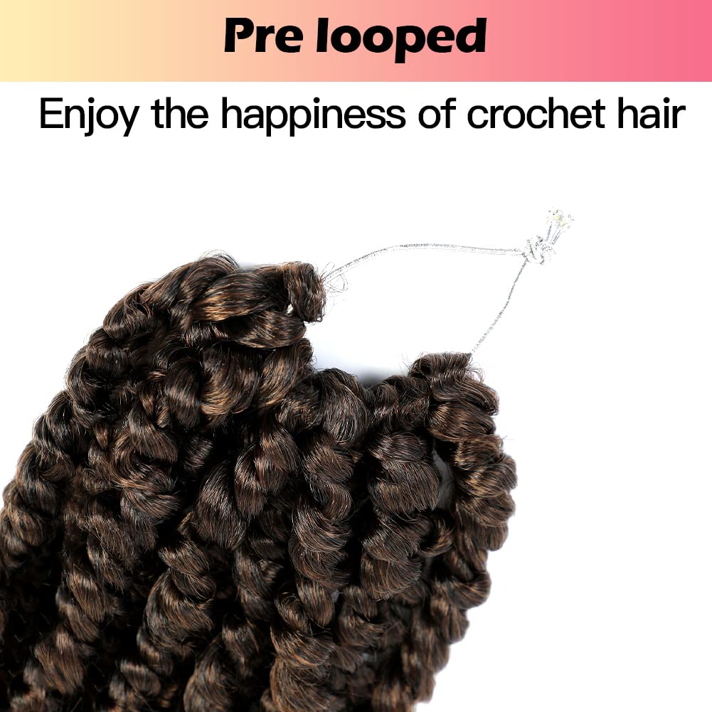 Niseyo 6 Inch Passion Twist Hair Pre-twisted 8 Packs Pre-looped Crochet Passion Twist Crochet Hair Short Braids (T30, Ombre Medium Dark Brown)