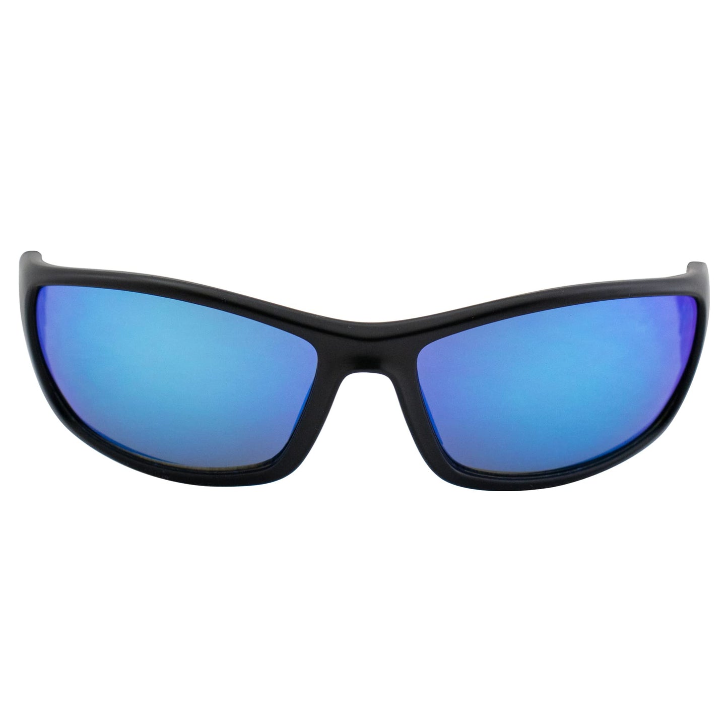 Optic Edge Overdrive Sports & Motorcycle Sunglasses for Men or Women w/Black Frame & Ice Blue Mirror Lens