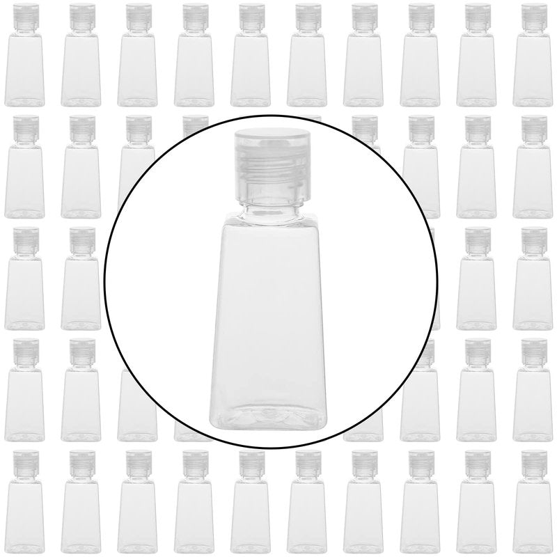 MANCHAP 100 Pack 1oz Plastic Empty Squeeze Bottles, 30ml Clear Travel Refillable Squeeze Bottles with Flip Cap for Lotions, Creams, Toiletries