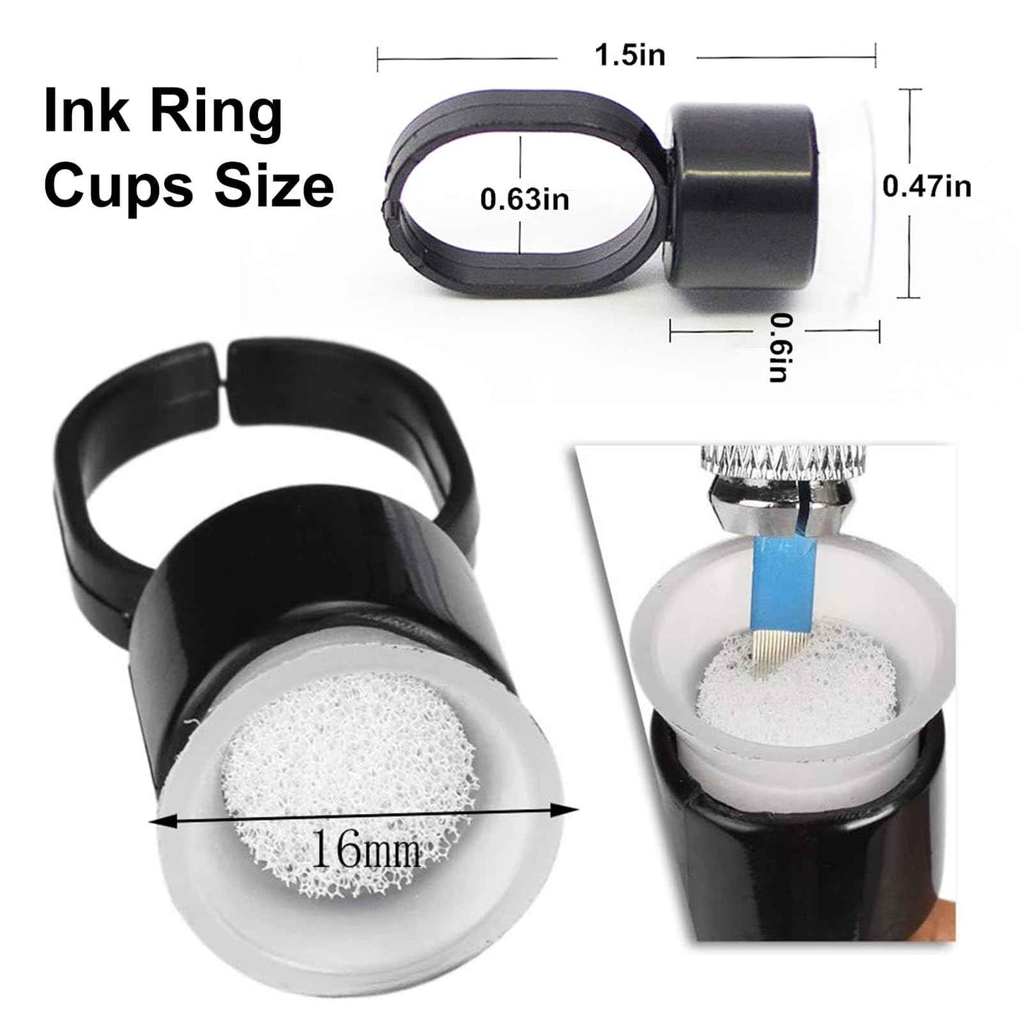 Ink Ring Cups - Autdor 100Pcs Pigment Rings Microblading Pigment Glue Rings with Sponge Ink Caps Cups Permanent Makeup Tattoo Eyelash Eyebrow Extensions Holder for Microblading Supplies (100Pcs)