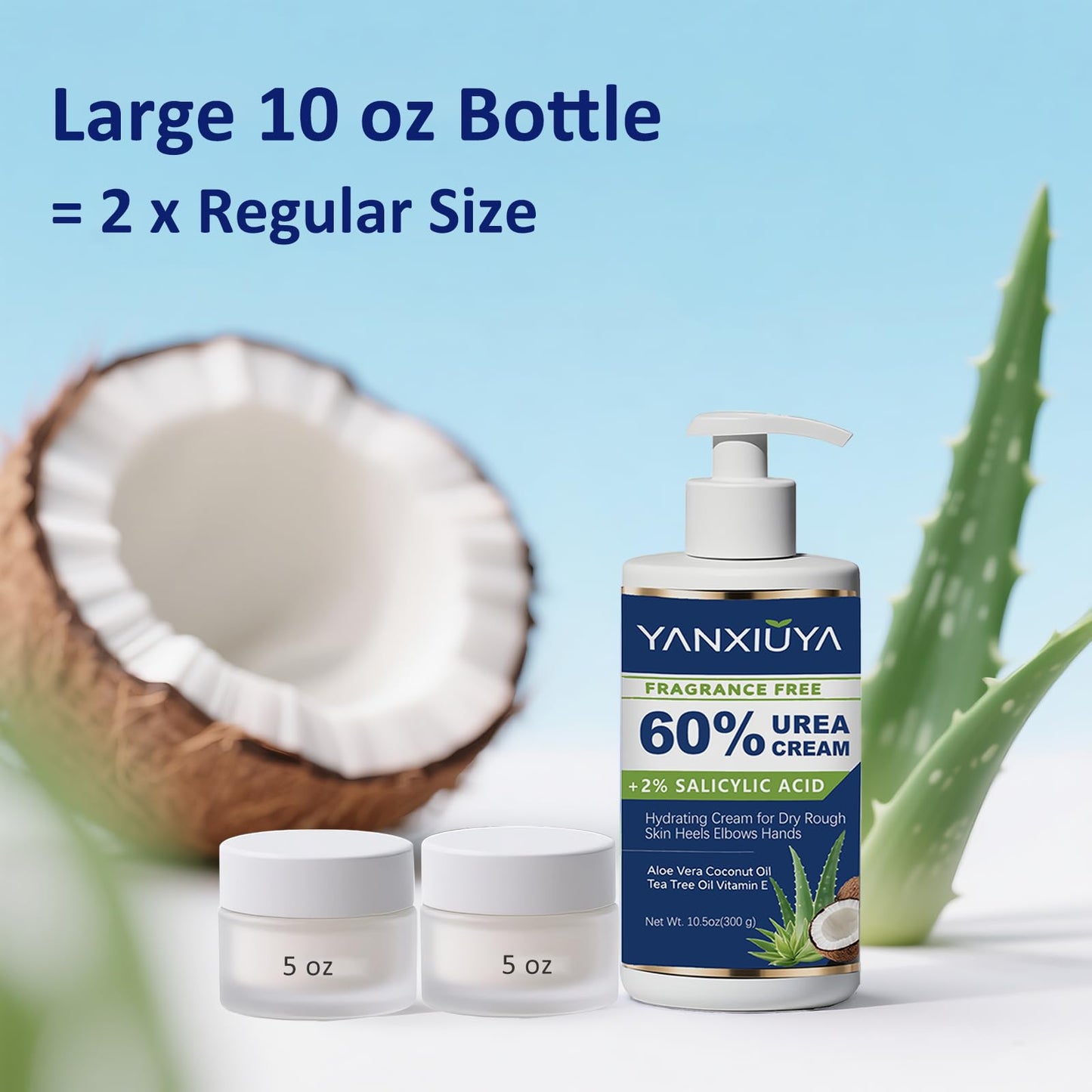 YANXIUYA 60% Urea Cream 10.5 oz, Fragrance-Free Body Lotion with 2% Salicylic Acid, Foot Cream and for Feet, Cracked Heels, Dry Skin & Callus Remover, Maximum Strength Moisturizing Cream