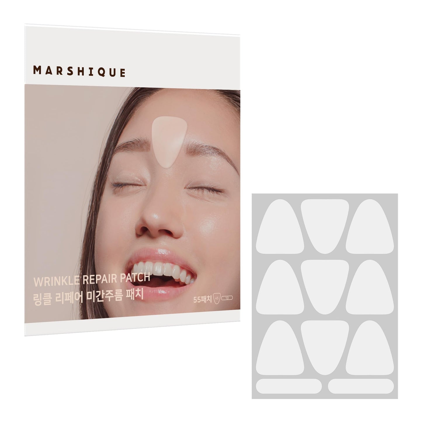 MARSHIQUE Between the Eyes Wrinkle Patches - Gifts for Mom & Dad - Frown Lines Eleven Lines Non invasive Face Wrinkles Smoothers - Tape Tox - Korea Beauty Care, 55 Patches
