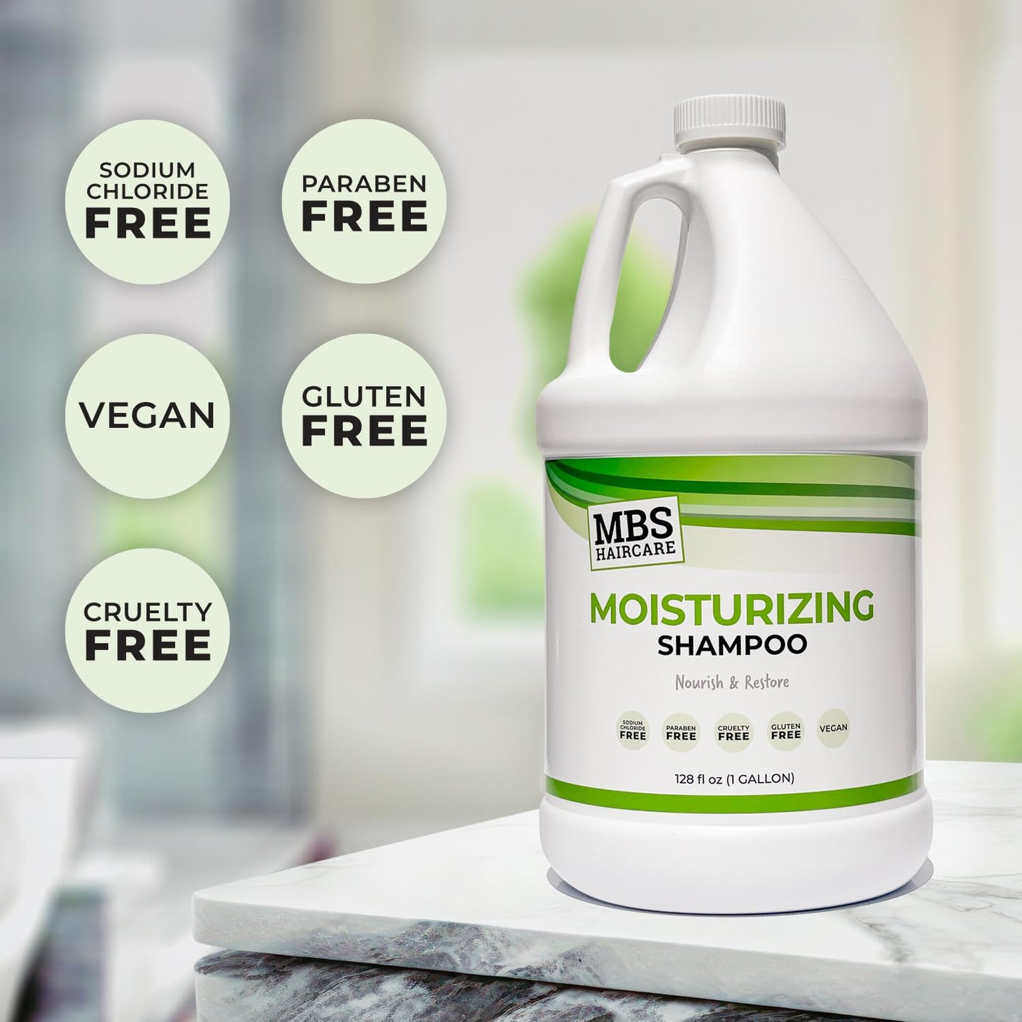 MBS Haircare Moisturizing Shampoo (1 Gal) - Sodium Chloride Free, Paraben Free, Vegan