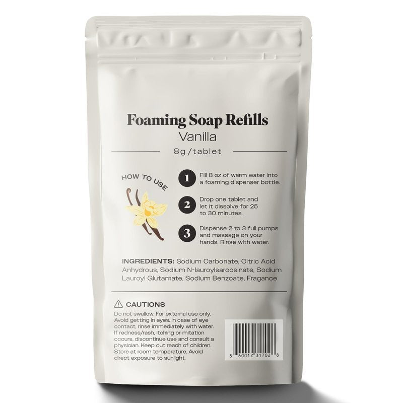 Tidy Kitchen Foaming Hand Soap Refill Tablets - 10 Count Refill Pack (Makes 80 fl oz), Gentle Moisturizing Foam for Kitchen & Bathroom, Compatible with Foaming Dispensers (Vanilla Scent)