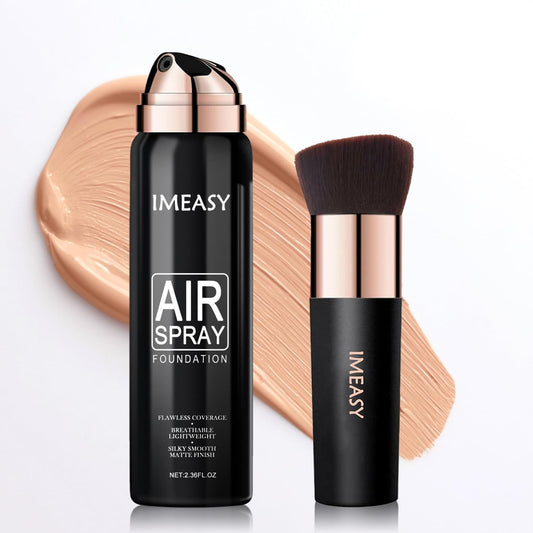 Airbrush Makeup Foundation Spray, Flawless Full Coverage Foundation, Long-Lasting, Breathable & Moisturizing for Older Women, Teens, and Mature Skin, Buildable Coverage for Smooth Radiant Skin (NUDE)