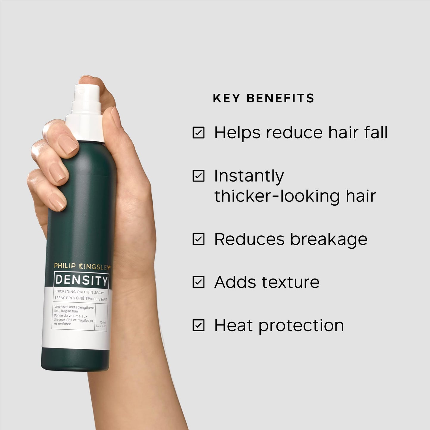 PHILIP KINGSLEY | Density Thickening Protein Spray | Volumizing Spray Treatment for Hair Loss and Fine, Fragile and Damaged Hair | 4.05oz