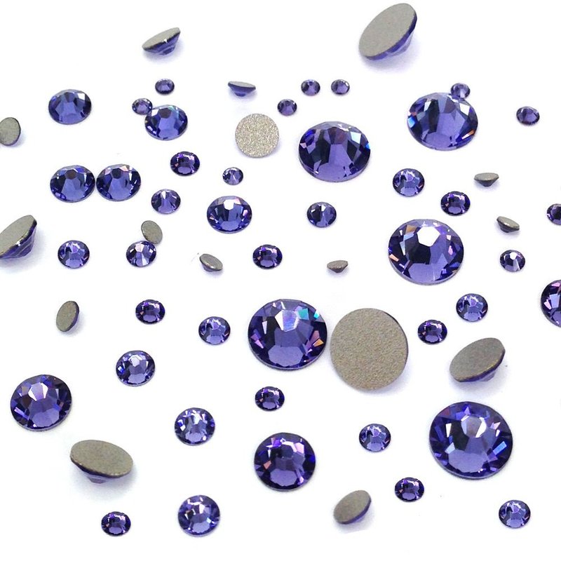 Tanzanite (539) Purple Violet 144 pcs Swarovski 2058/2088 Crystal Flatbacks Purple Rhinestones Nail Art Mixed with Sizes ss5, ss7, ss9, ss12, ss16, ss20, ss30