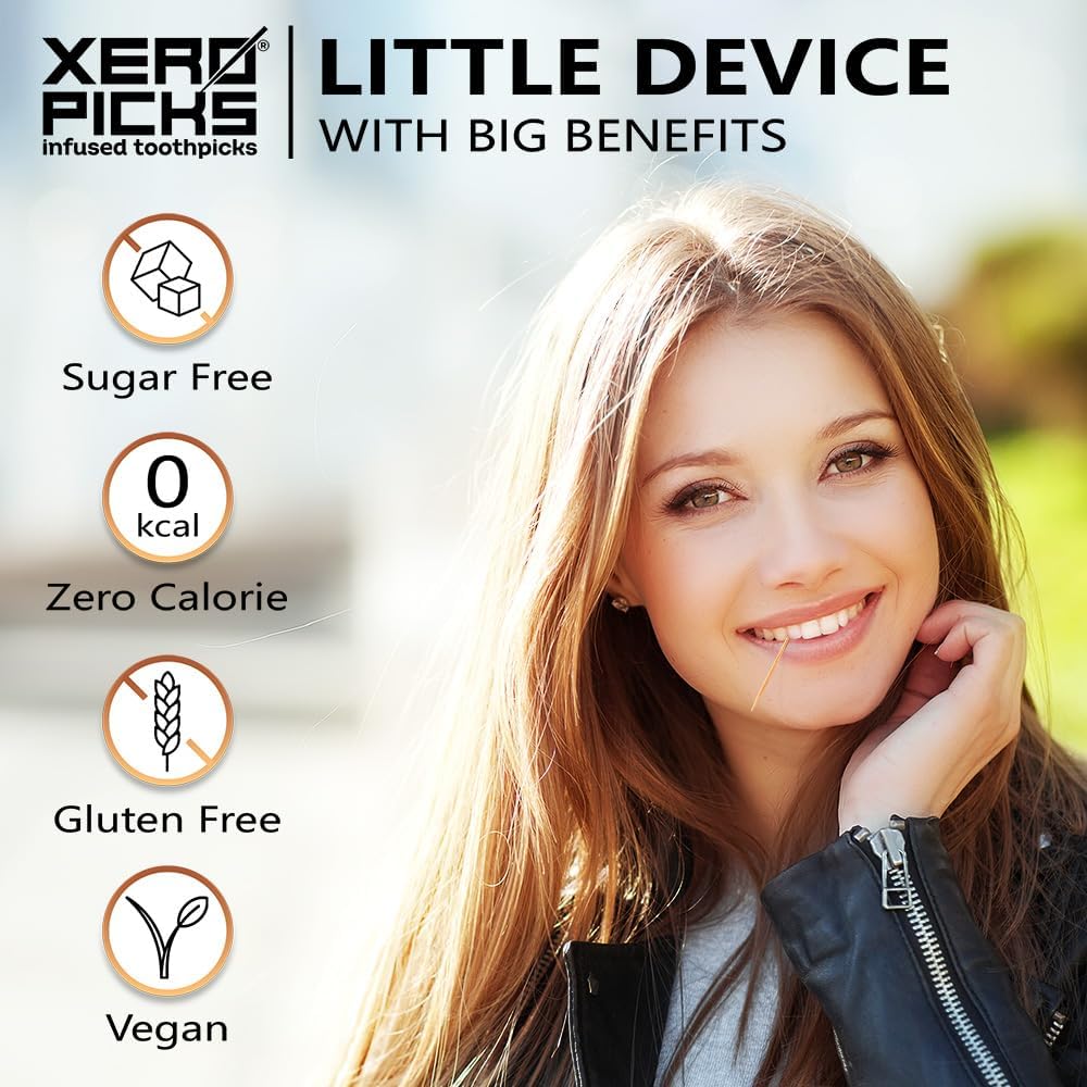 Xero Picks Wellness Toothpicks - Brain Boost & Immunity Support | 100 Sugar-Free Picks (5 Flavor Variety)