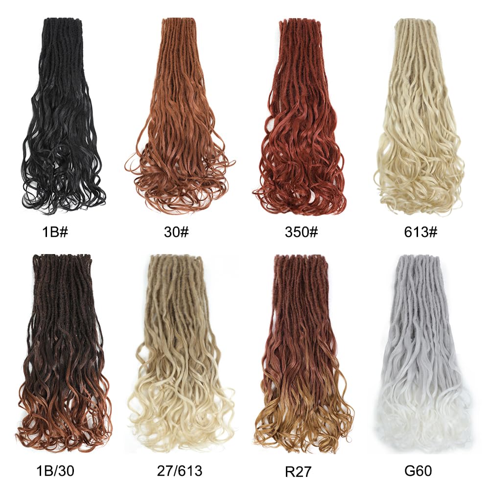 Ajsowju Loose Wave Dreads Synthetic French Curly Double Ended Dreadlock Extensions 24inches 30 Strands Thin Soft Spanish Curly DE Dread Extensions for Women (30 Strands, R27)