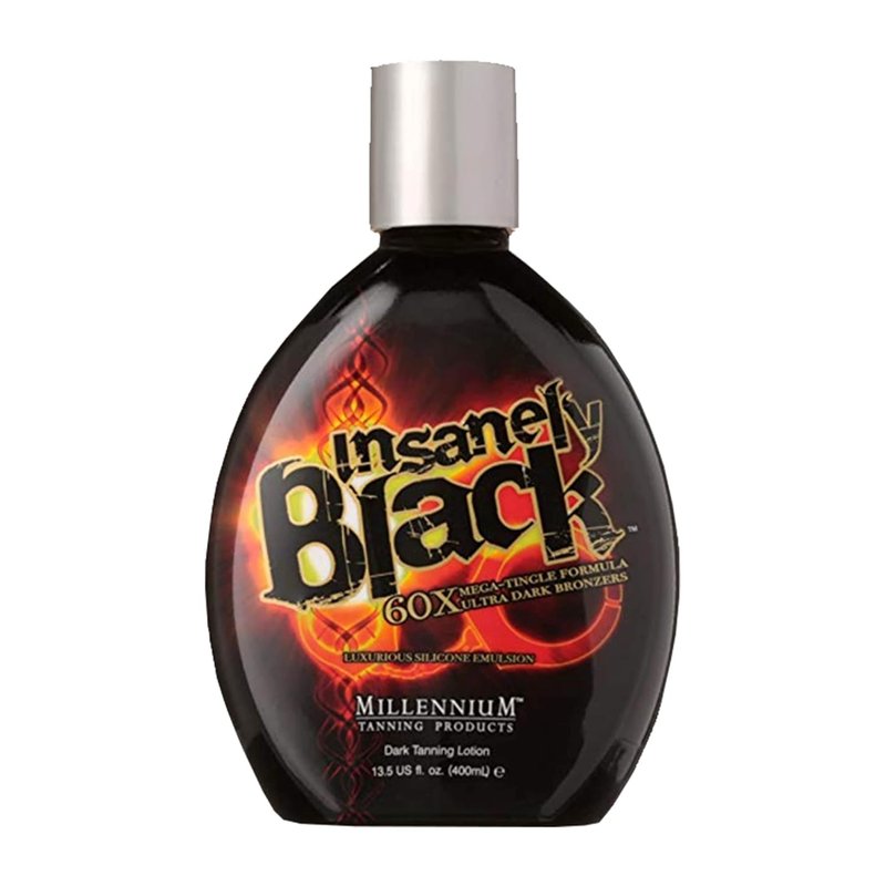 Millennium: Dark Tanning Lotion for Tanning Beds or Outdoors - Tanning Bed Lotion with Bronzer & Silicone for Tattoo Protection - Women & Mens Tanning Lotion - Insanely Black 60x, Mega Tingle, 13.5oz