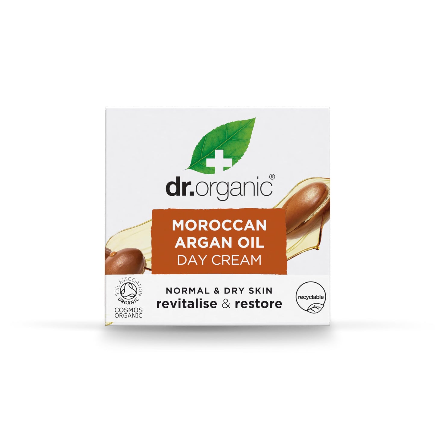 Dr. Organic Moroccan Argan Oil Day Cream | Nourishing Day Therapy Cream, For Normal to Dry Skin, Revitalizing, Vegan, Certified Organic, Curelty-Free, Paraben & SLS-Free, 50 mL / 1.7 fl oz