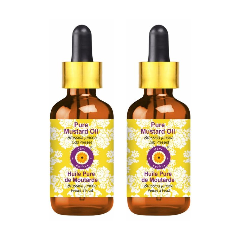 Deve Herbes Mustard Oil - Cold Pressed Essential Oil for Hair & Skin | 100ml x 2 (6.76 oz)