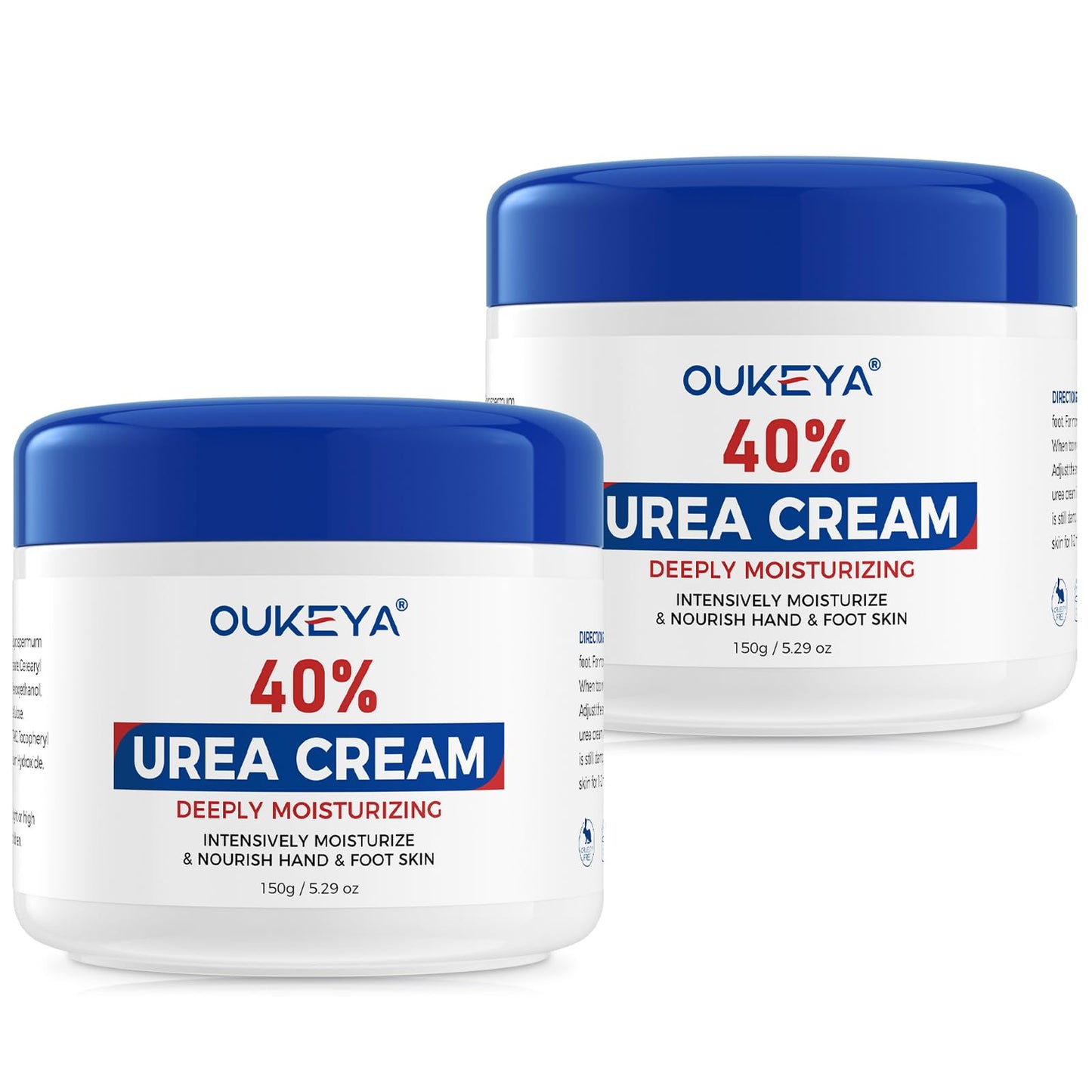 OUKEYA Urea Cream,NEW FORMULA Urea Cream 40 percent for Feet Maximum Strength,Dry Cracked Treatment Lotion for Knees & Elbows,Foot Dead Skin Cuticle Callus Remover Toenail Softener,5.29 oz（2 Packs