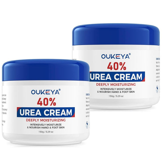 OUKEYA Urea Cream,NEW FORMULA Urea Cream 40 percent for Feet Maximum Strength,Dry Cracked Treatment Lotion for Knees & Elbows,Foot Dead Skin Cuticle Callus Remover Toenail Softener,5.29 oz（2 Packs