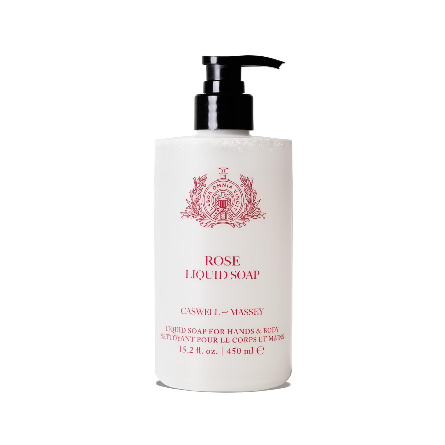 Caswell-Massey Rose Liquid Hand Soap & Moisturizing Body Wash with Pump, Hydrating Plant-Based Skin Cleanserfor Men & Women, Paraben and Phthalate Free, 15.2 fl oz
