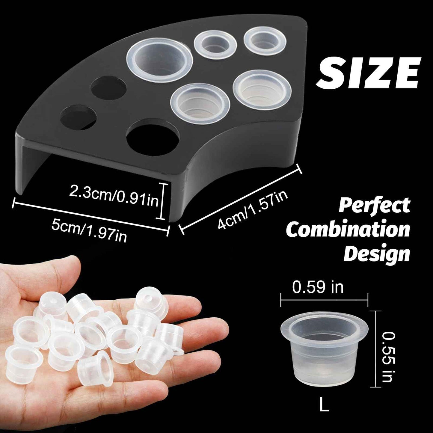 Tattoo Ink Caps with 3Pcs Tattoo Ink Cup Holders - Romlon Ink Caps Kit Include 1000pcs Disposable Large Ink Cups and 3pcs Ink Cap Holders Permanent Makeup Container Cap and Holder for Tattoo Supplies