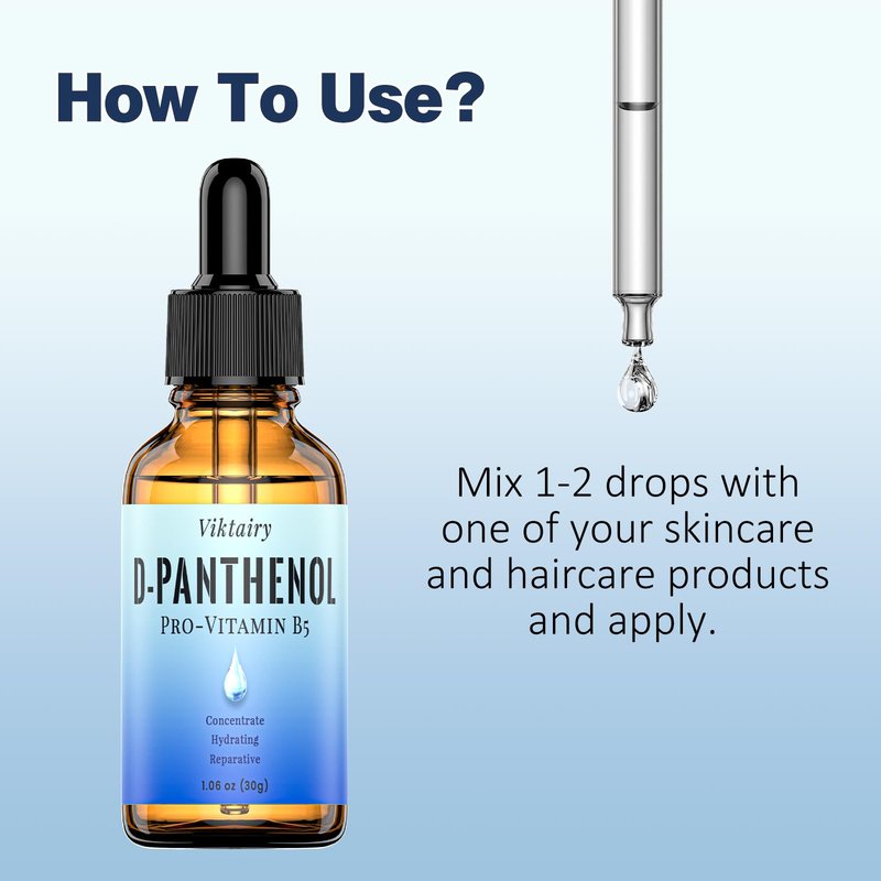 D Panthenol Liquid (1.7 fl.oz, 60g), Concentrate Pro-vitamin B5 Raw Active Ingredient for Skin Hydration, Cosmetic Grade Dexpanthenol for DIY Face, Hair, Nails and Skincare Serum, Moisturer