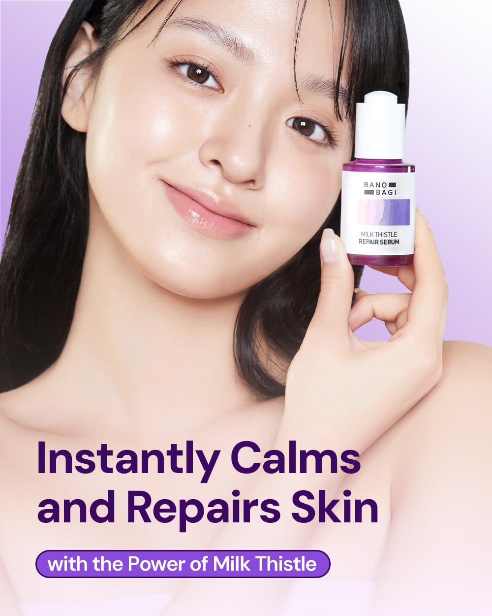 BANOBAGI Milk Thistle Repair Serum | Korean Skin Care Face Moisturizer Hydrating Serum for Face | Korean Moisturizer Skin Firming Face Serum for Glowing Skin w/ 70% Burdock Root Extracts (1.01 oz)