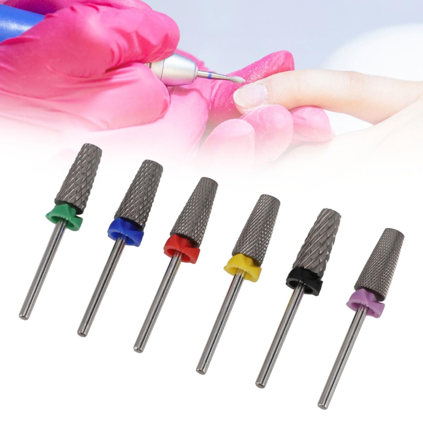 6pcs 5 in 1 Nail Drill Bits Sets, 3/32 Inch Tungsten Steel Electric Nail File Acrylic Gel Nail Bit Kit, Fast Removal High Strength for Acrylic Gel Nails Manicure Pedicure