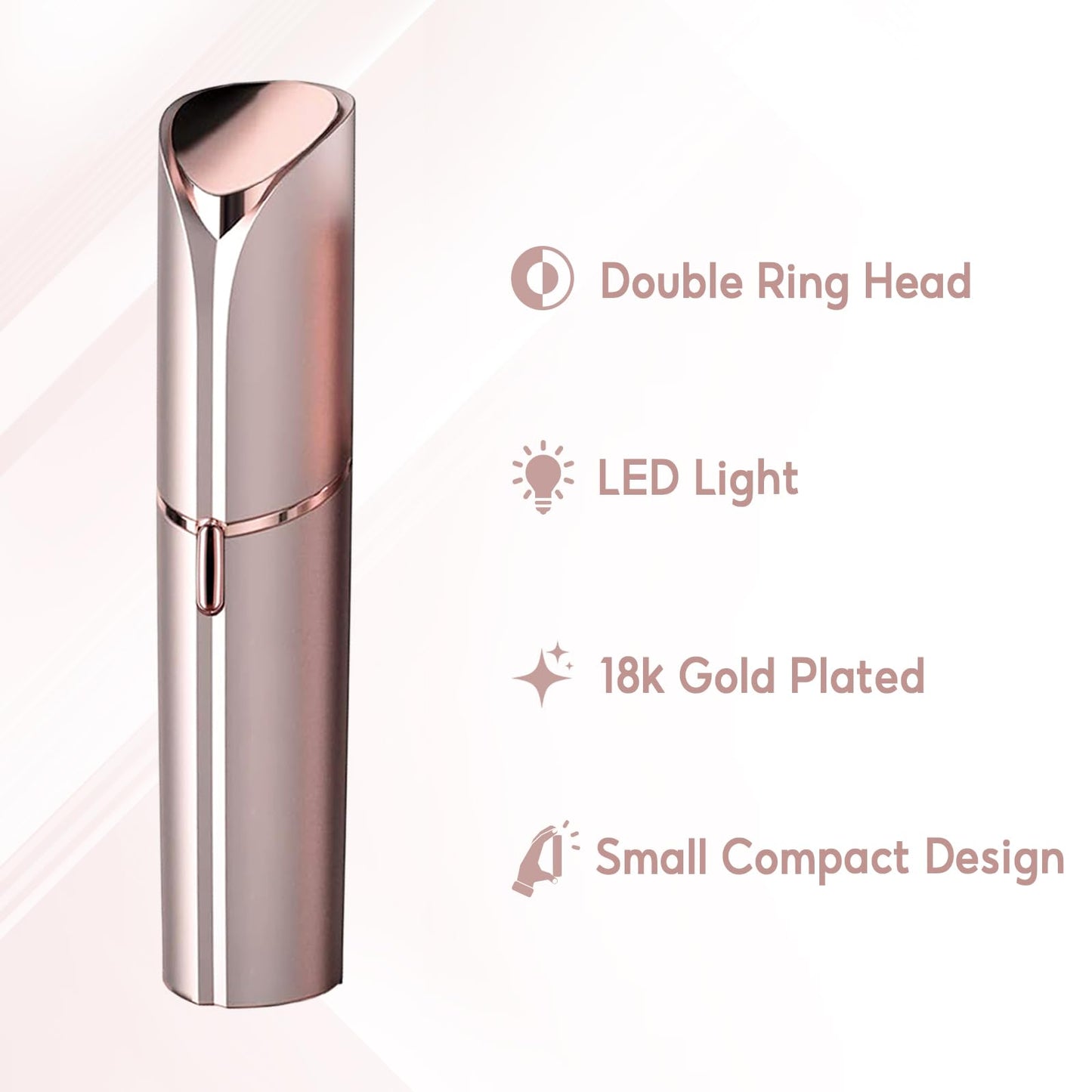 innobeaut Facial Hair Removal for Women, Electric Painless Facial Hair Remover for Face, Lip, Chin with USB Rechargeable and 2 Replacement Heads,Rose Gold