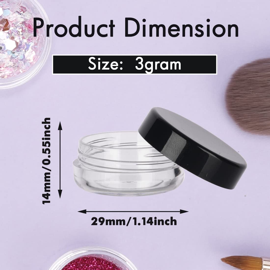 3 Gram Sample Containers with Lids, 200 Count Tiny Sample Jars, Empty Lip Balm Containers, Mini Cosmetic Container with Lids, Makeup Travel Container with Labels, Mini Disposable Spatulas