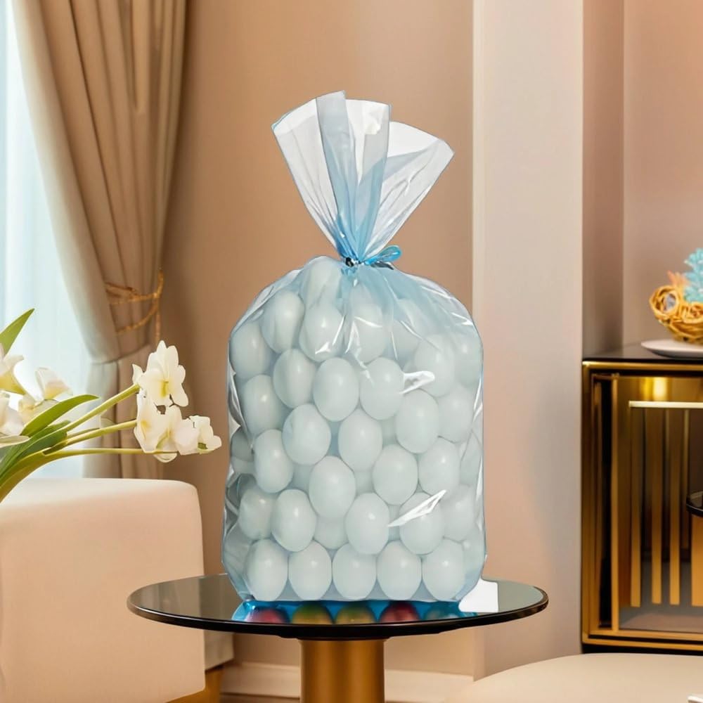Baby Blue Cellophane Party Favor Plastic Bags - 11.5" x 5" (30 Ct) | Perfect for Gifts, Candy, Treats