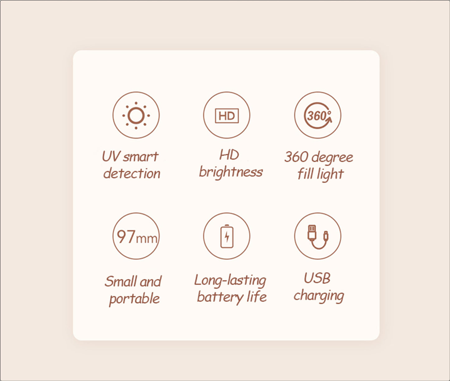 Zyyini UV Makeup Mirror, 3.5 Inch Travel Compact Mirror with Camera for Sunscreen Test, 2X Magnification Portable Lighted Mirror for Handbag, Gifts for Mom Girlfrined