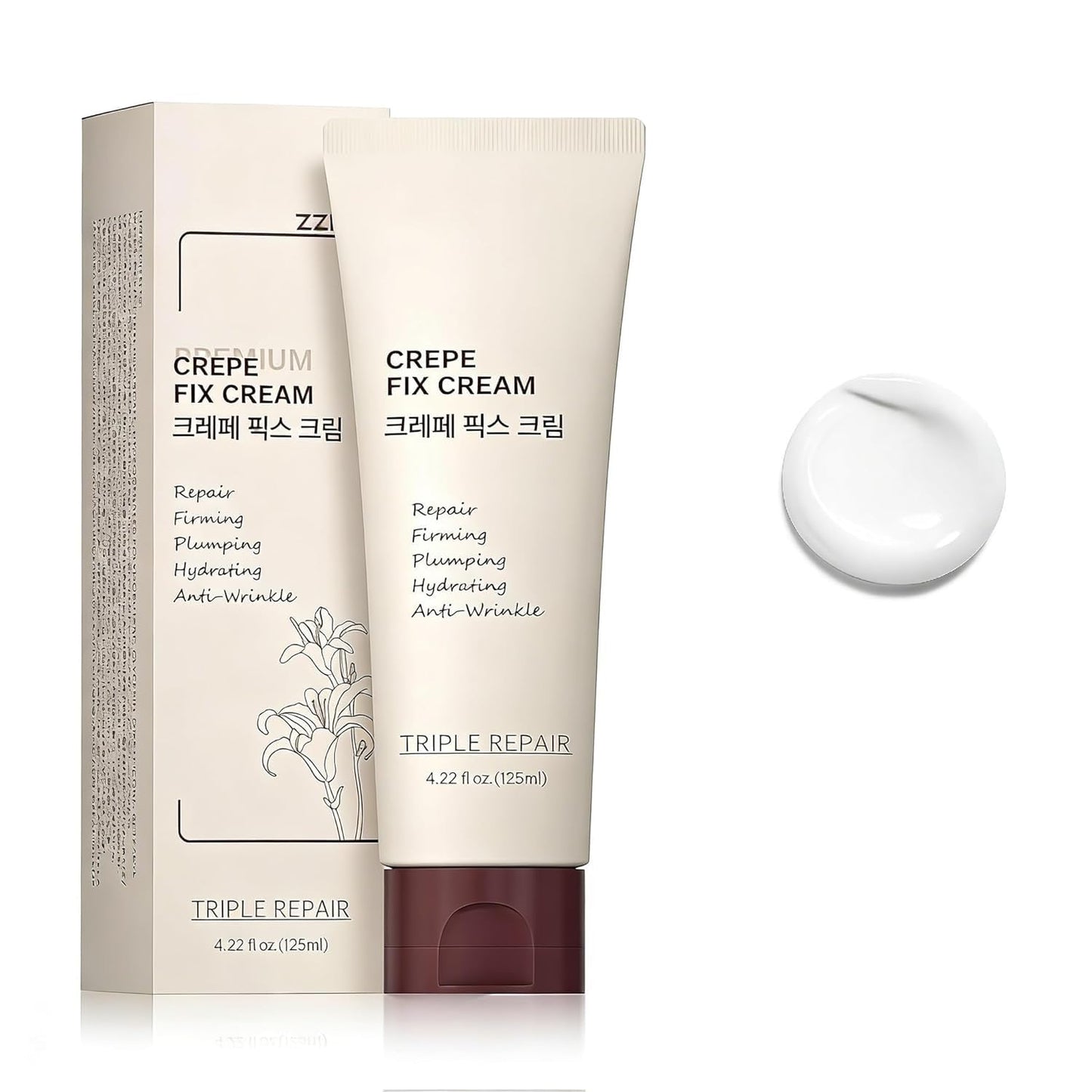 ZZILME Crepe Fix Body Cream, Hydrating & Smoothing Moisturizer for Face, Neck & Body, Helps Improve the Look of Crepey Skin, Lightweight Fast-Absorbing Formula for Women & Men, 4.2 Fl Oz