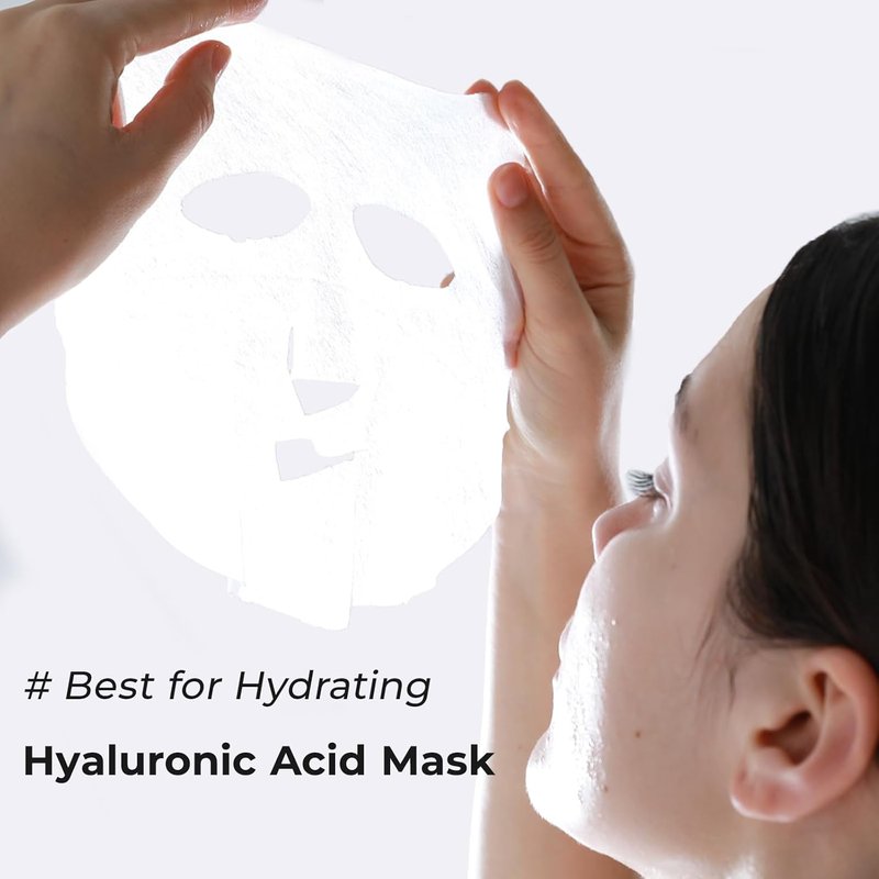 Intensive Hydrating Face Masks - Hyaluronic Acid & Collagen | Pore Minimizing, Elasticity Boost | 24 Pack for Sensitive Skin