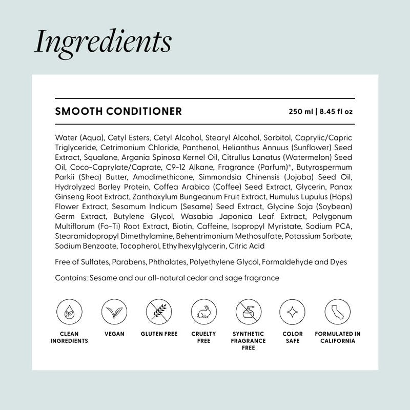 Arey Smooth Conditioner | Reduce Signs of Aging Hair | Retains Moisture & Promotes Smoothness for Fine to Medium Hair | Pair with Wash Shampoo | Vegan, Gluten-Free, & Cruelty-Free (8.45 Fl Oz)
