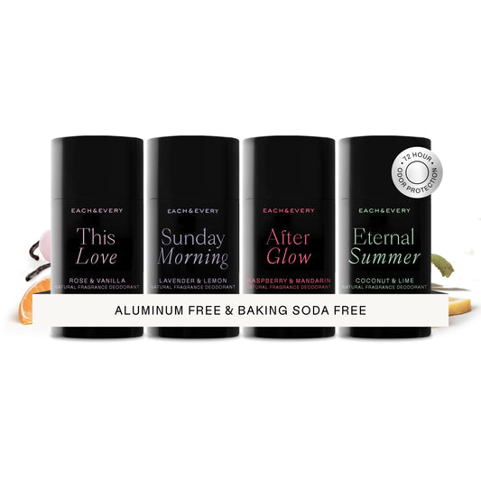Each & Every Mini Natural Deodorant Set, EWG Verified & Vegan (4 Ct)
