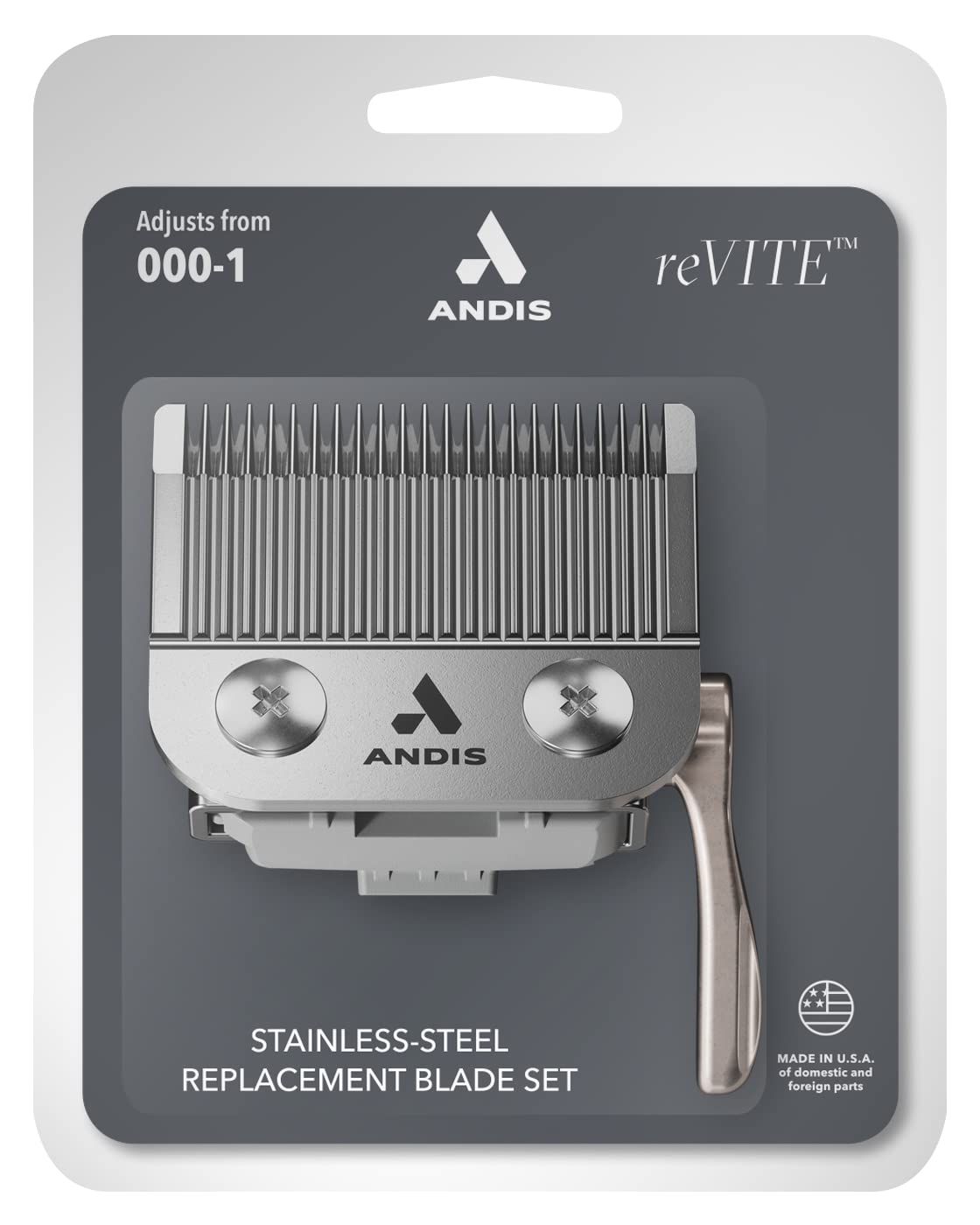 Andis 86010 reVITE Taper Clipper Replacement Stainless Steel Blade, 000-1