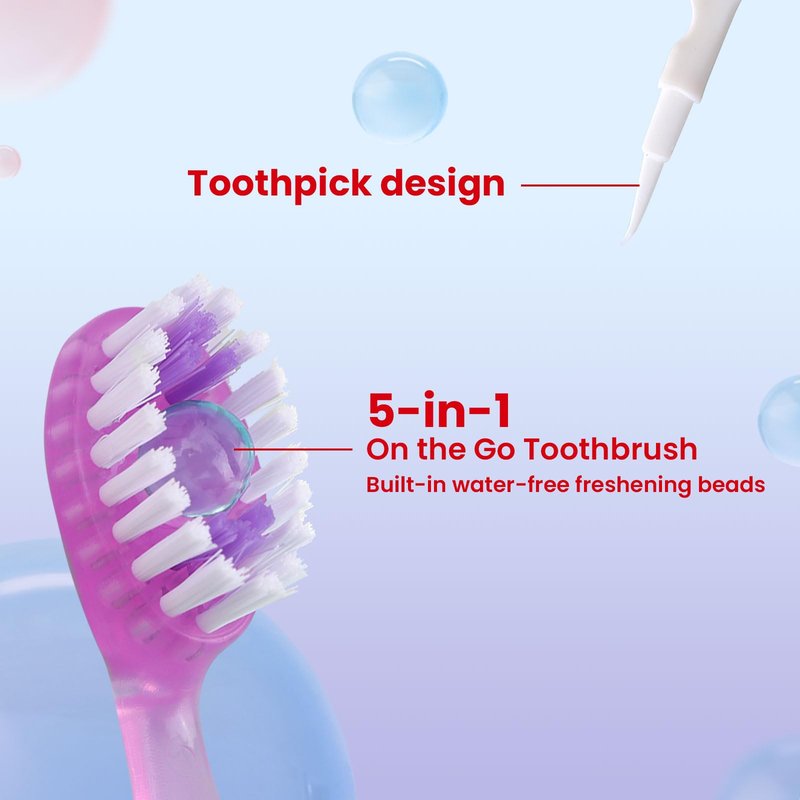 40Pack Mini Disposable Toothbrushes 5-in-1 Portable Pre-Pasted Travel Toothbrush with Toothpaste Tongue Scraper Floss Pick Individually Wrapped Box Small Prepasted Travel Toothbrush for Kids Adults
