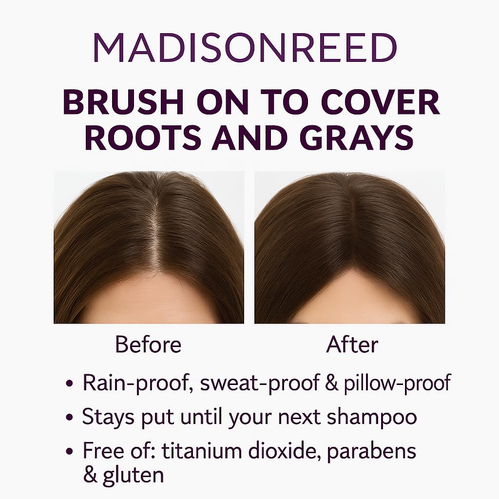 Madison Reed Root Touch Up Powder - Ombra Dark Brown | Instant Gray Coverage & Brow Filler, 0.13 oz (60 Uses)