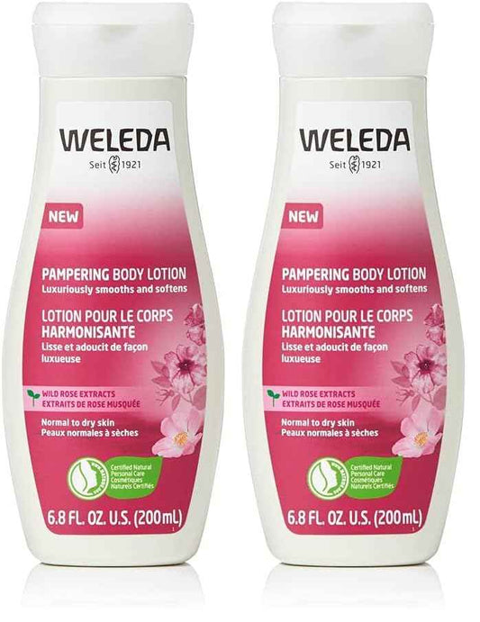 Weleda Pampering Wild Rose Body Lotion, Plant Rich Moisturizer with Wild Rose Oil, Jojoba Oil and Shea Butter, 6.8 Fl Oz (Pack of 2)
