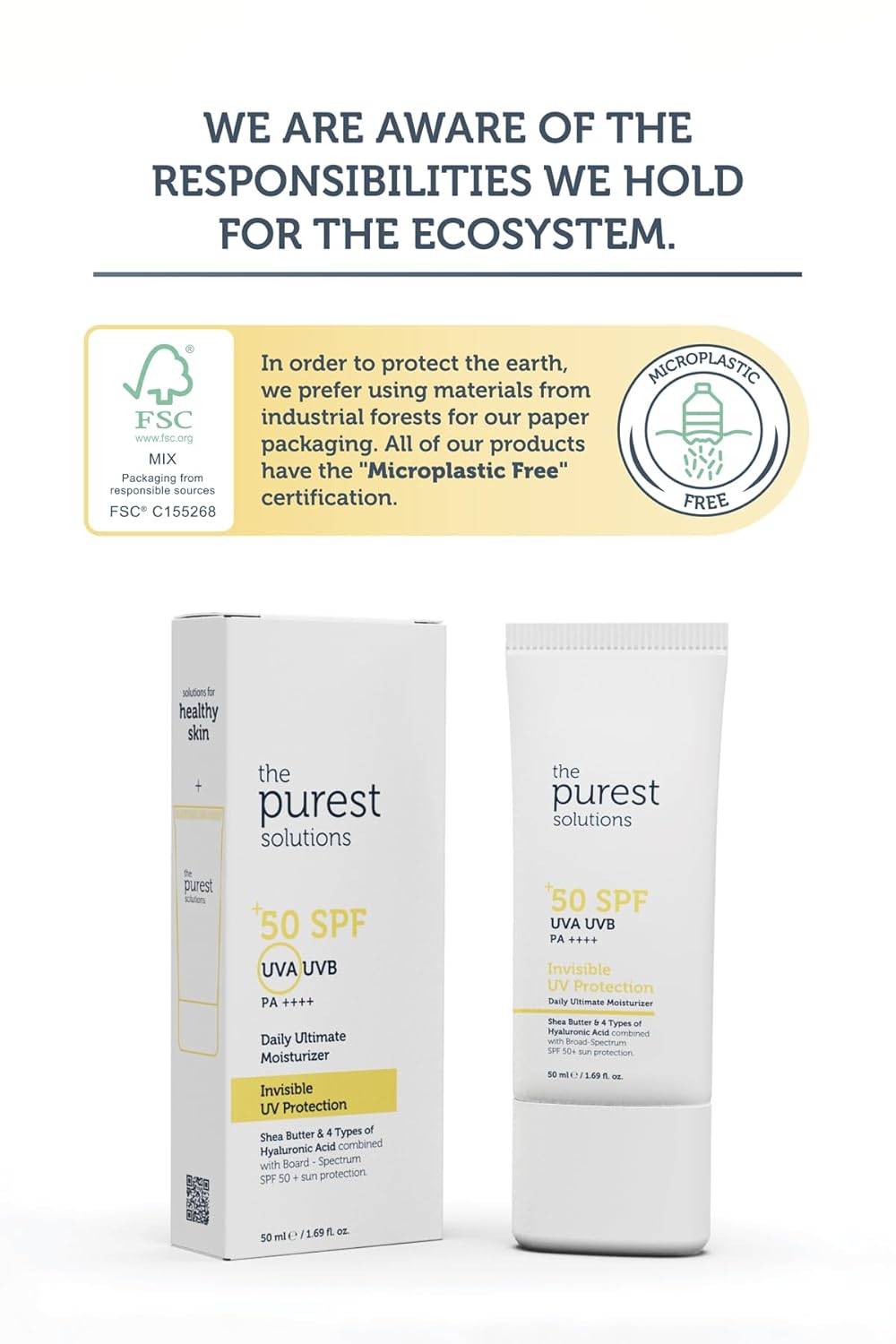 Invisible UV Protection Daily Moisturizer SPF 50+ | Hydrating Hyaluronic Acid & Shea Butter - Anti-Aging for All Skin Types (1.69 fl. oz)