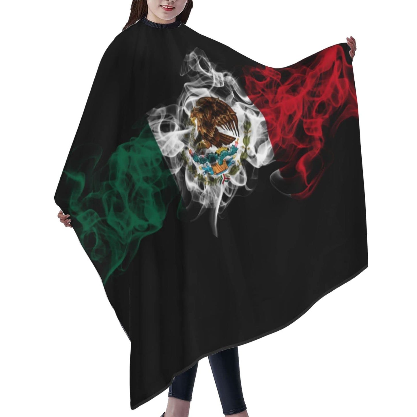 Mexico Flag Salon Barber Cape For Men/Women - Professional Hairdressing Waterproof Hair Cutting Cape With Adjustable Snap Closure-Haircut Apron For Hair Stylist And Home Use-55''X66''